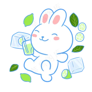 白兔与青柠饮料