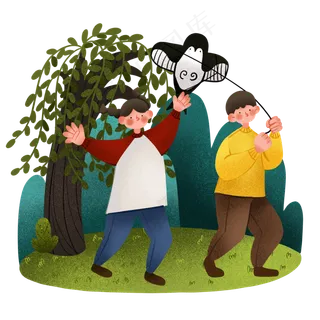 清明节放风筝的男孩