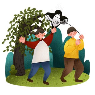 清明节放风筝的男孩