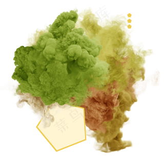 橄榄绿果绿棕色咖啡浓雾装饰墨水,免抠元素