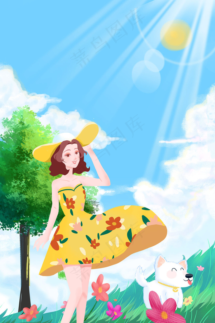 六月你好绿色系小清新夏日晴空