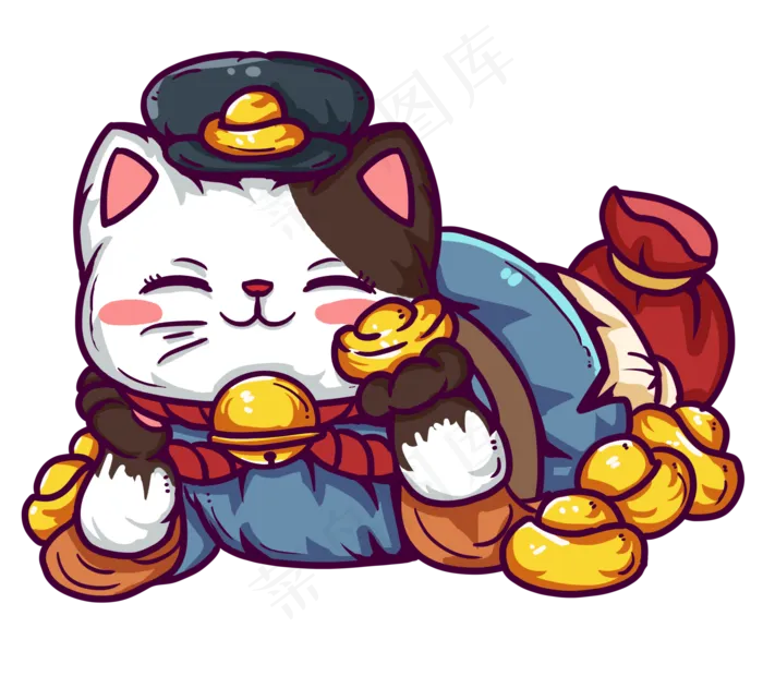 慵懒可爱招财猫(2180X2000(DPI:300))psd模版下载