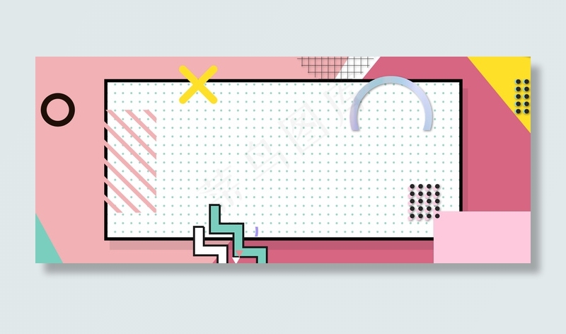 简约波普孟菲斯几何波点618背景海报