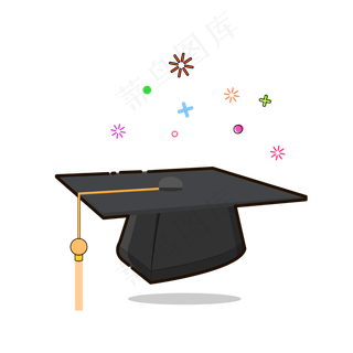 手绘矢量毕业帽子MBE,免抠元素