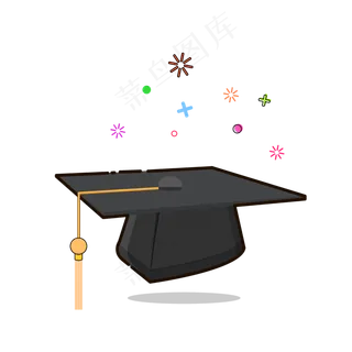 手绘矢量毕业帽子MBE,免抠元素