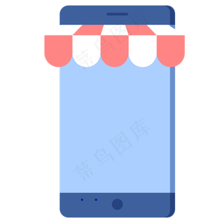 带着遮阳盖的蓝色卡通手机矢量图,免抠元素