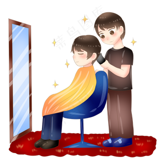 二月二龙抬头剪发小孩,免抠元素