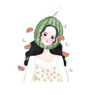 520情侣头像西瓜头套女孩