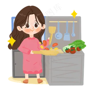 母亲节卡通母亲做饭PNG素材