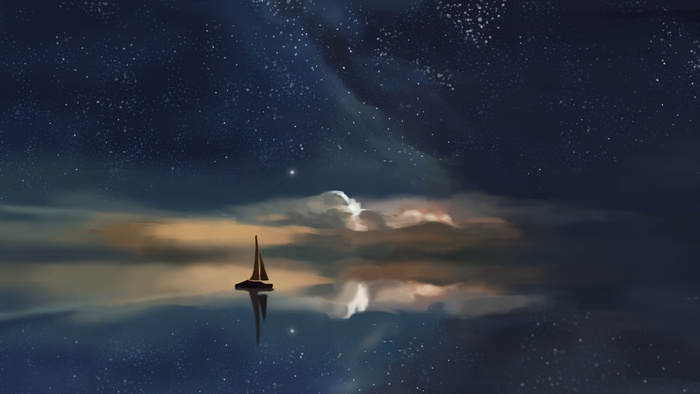 梦幻唯美星空帆船