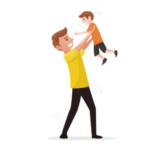 父亲节抱孩子举高高人物素材