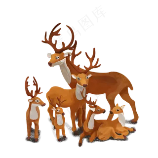 圣诞鹿家族,免抠元素
