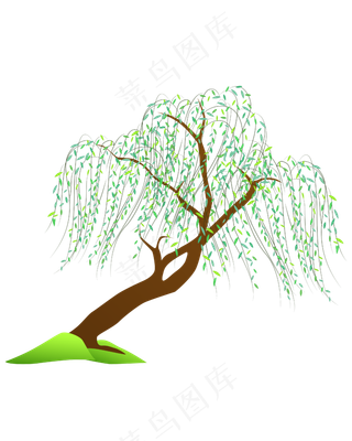 矢量卡通发芽柳树,免抠元素