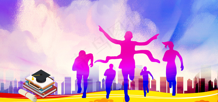 决战高考彩色手绘banner