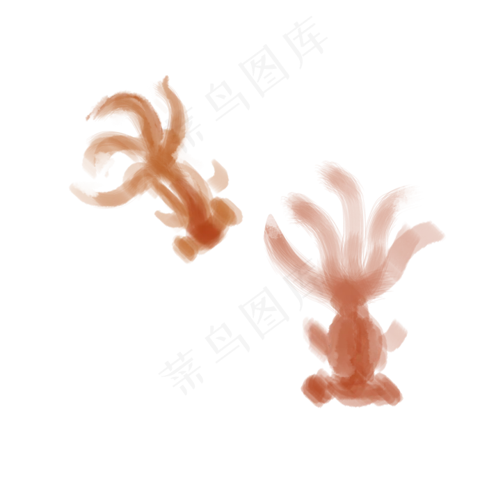水墨金鱼素材元素(2000X2000(DPI:300))psd模版下载