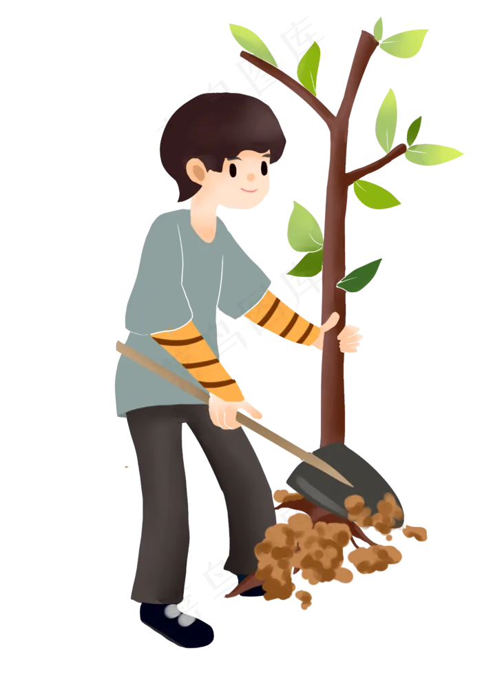 植树节植树的小男孩(2480X3507(DPI:300))psd模版下载