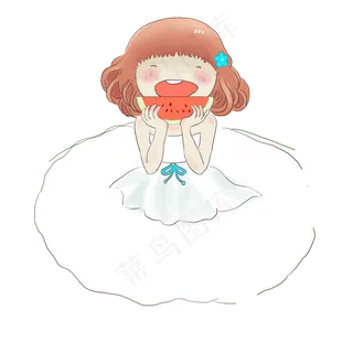 卡通吃西瓜的女孩下载