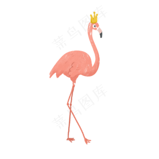 手绘卡通粉红色火烈鸟,免抠元素
