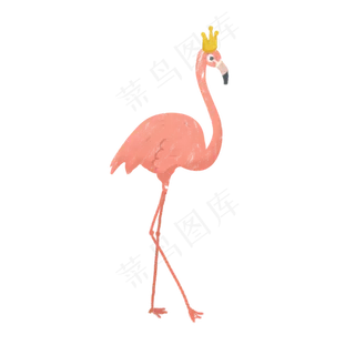 手绘卡通粉红色火烈鸟,免抠元素