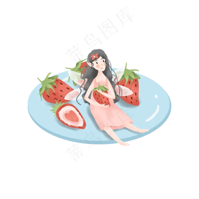 抱着草莓的小精灵(2000X2000(DPI:300))psd模版下载
