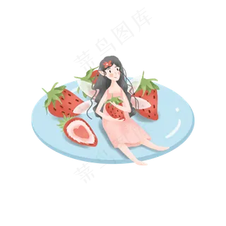 抱着草莓的小精灵
