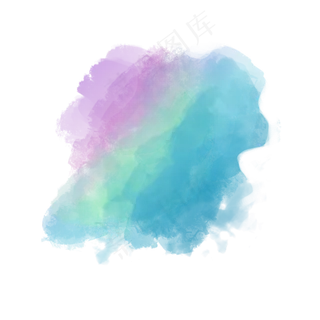 蓝紫水彩墨迹装饰