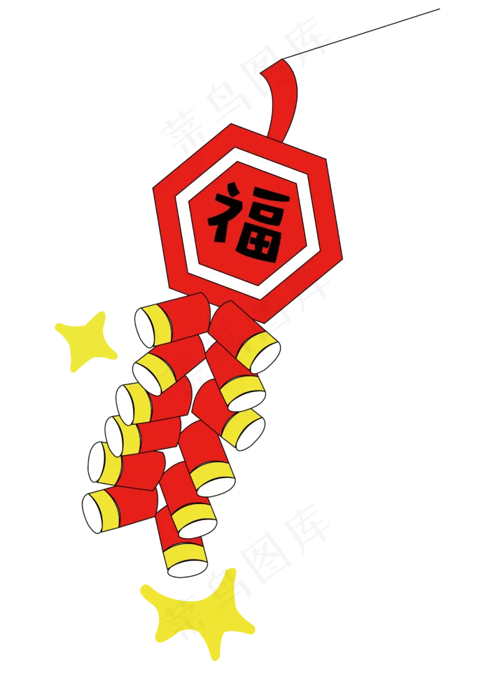 红色鞭炮创意元旦,免抠元素