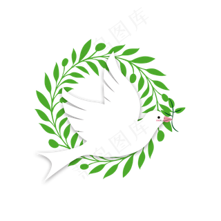 和平橄榄枝和平鸽手绘小清新国外