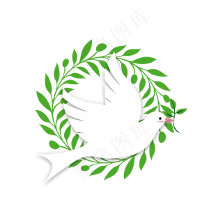 和平橄榄枝和平鸽手绘小清新国外