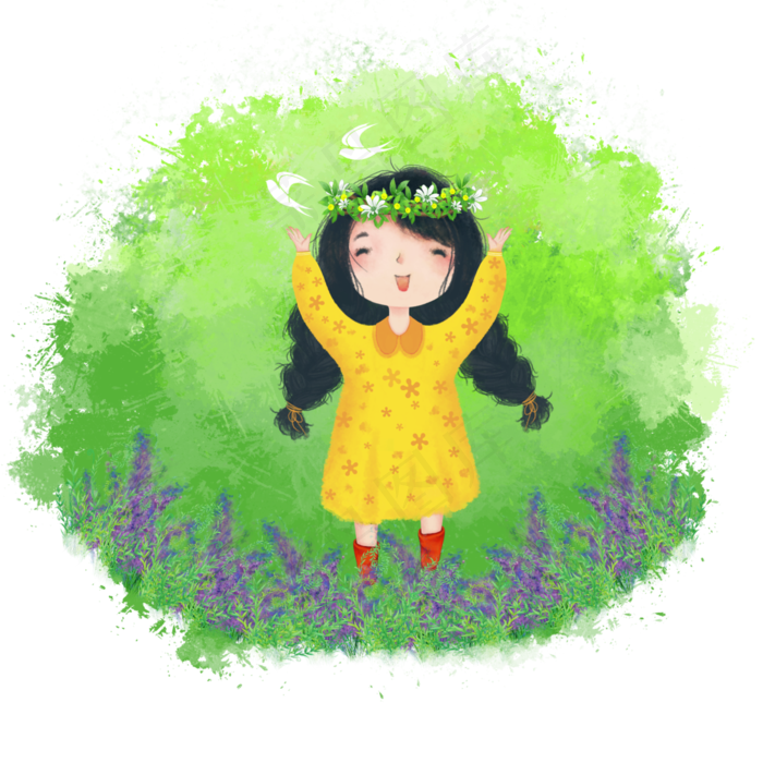 草地春天少女立春春光PNG紫花,免抠元素(4000X4000(DPI:300))psd模版下载