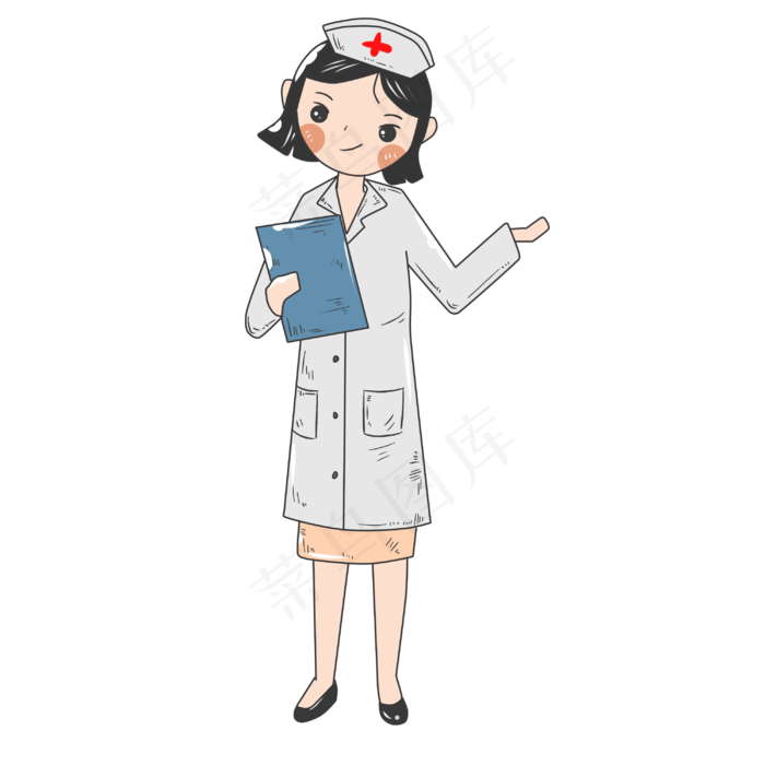女神节女护士可爱插画,免抠元素