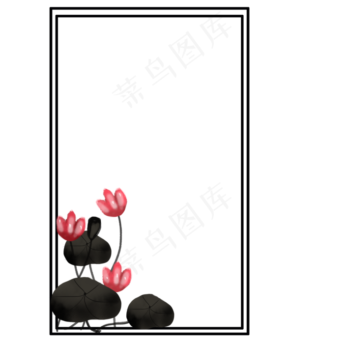 荷花边框png素材(2000X2000(DPI:300))psd模版下载