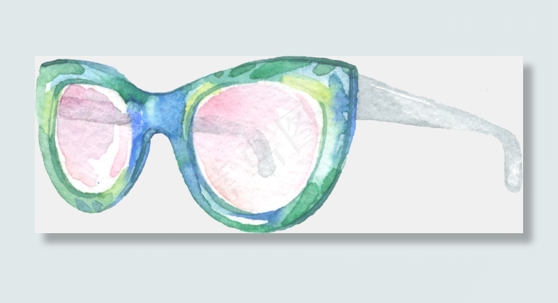卡通水彩夏日太阳镜,免抠元素