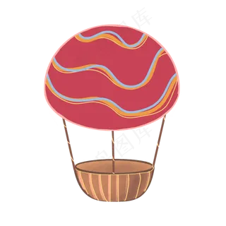 儿童节粉色可爱平面设计热气球