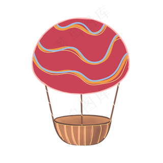 儿童节粉色可爱平面设计热气球