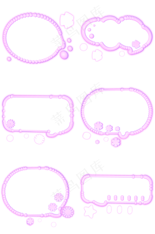 C4D粉紫色马卡龙灯管风少女风边框,免抠元素