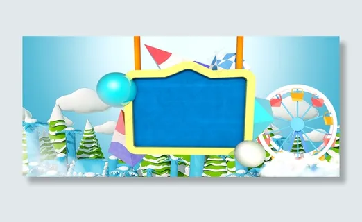 六一儿童节C4D游乐园场景banner 六一儿童节C4D游乐园场景banner