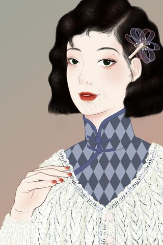 创意民国风 工笔 人物