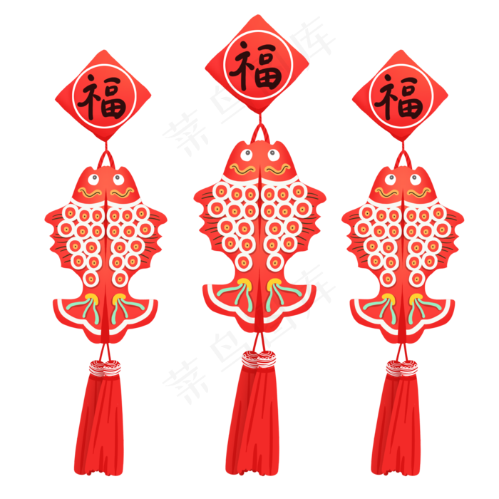新年年年有余挂饰免抠PNG素材(2000X2000(DPI:300))psd模版下载