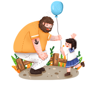 给女儿气球的爸爸