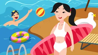 扁平风立夏游泳配图