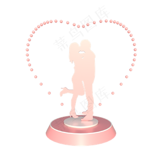 C4D立体情人节恋人拥吻摆件装饰元,免抠元素