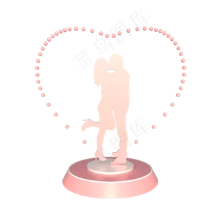 C4D立体情人节恋人拥吻摆件装饰元,免抠元素