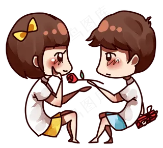 情人节情侣卡通贴图