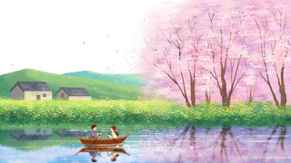 春天景色主题之乡村风景景色,免抠元素