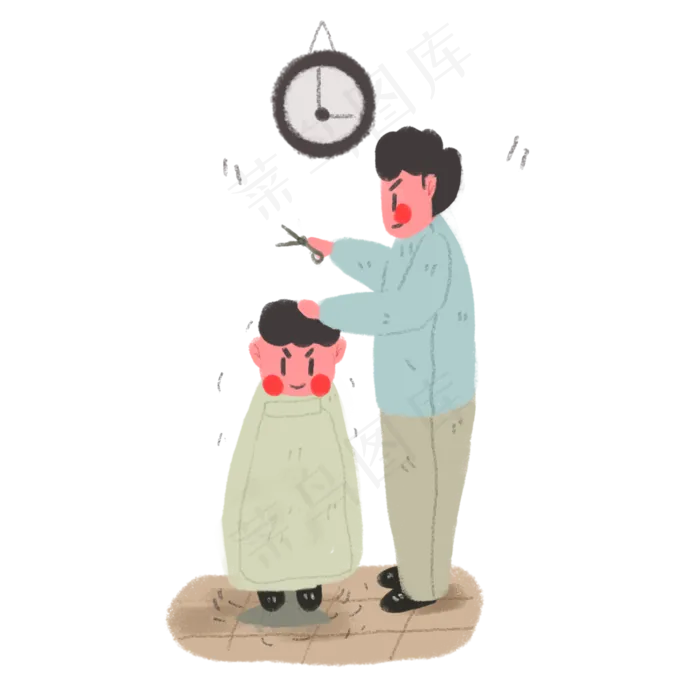 龙抬头理发的孩子,免抠元素(2000X2000(DPI:300))psd模版下载