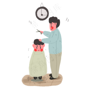 龙抬头理发的孩子,免抠元素