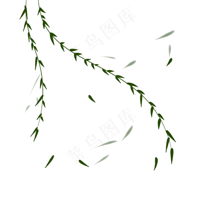 春天柳树飘手绘装饰(3000X3000(DPI:300))psd模版下载