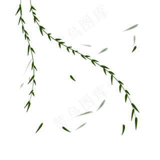 春天柳树飘手绘装饰