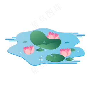 矢量卡通粉色莲花